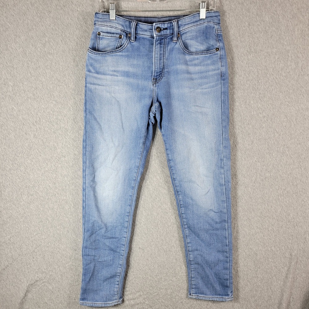 Uniqlo EZY Jeans Womens Medium Blue Slim Tapered Mid Rise Stretch Travel Wear